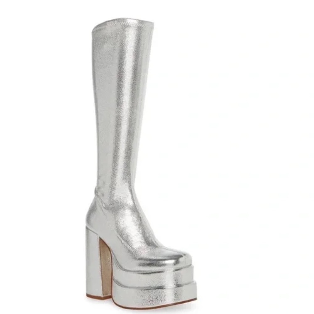 Cypress silver Steve Madden silver heeled boots